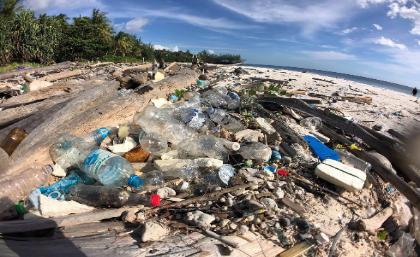 Plastic rubbish on a beach